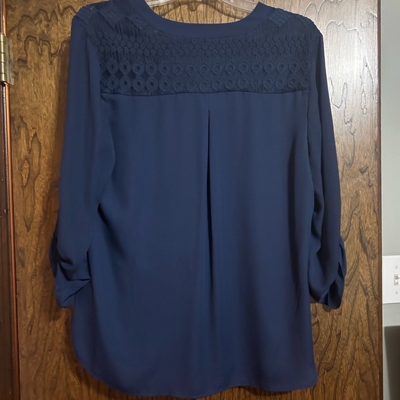 Navy blue new directions blouse- size women’s large - Picture 2 of 2